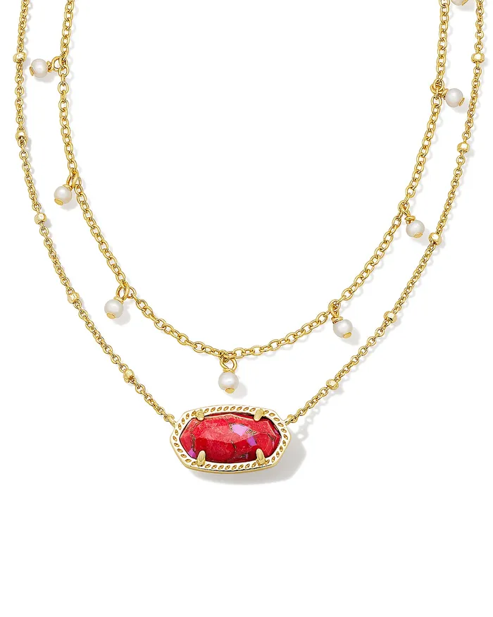 Gold Tone Necklace Featuring Red and Fuchsia Bronze Veined Magnesite by Kendra Scott KENDRA SCOTT Necklaces Gold Tone Necklace Featuring Red and Fuchsia Bronze Veined Magnesite by Kendra Scott KENDRA SCOTT Necklaces