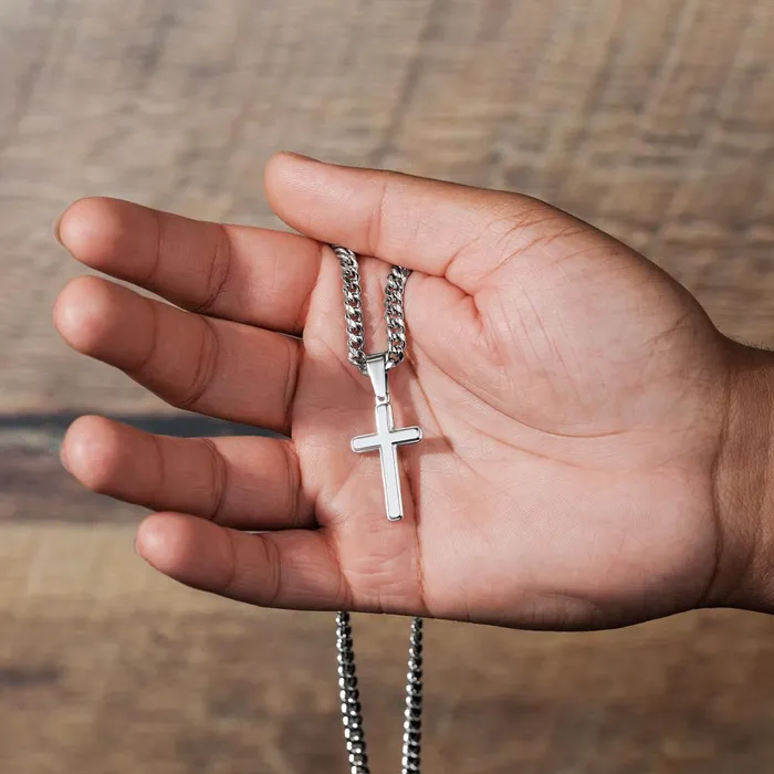 Grandson Gift Numbers 62426 Christian Encouragement Christian Cross Pendant on Mens Chain Necklace Great for Christmas His Birthday Baptism or Confirmation ShineOn Fulfillment Necklaces