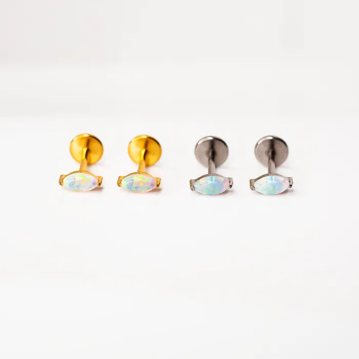 Grayling Earrings Aurora Marquise Solitaire Opal Titanium Flat Back Sleeper Earrings Grayling Earrings Aurora Marquise Solitaire Opal Titanium Flat Back Sleeper Earrings