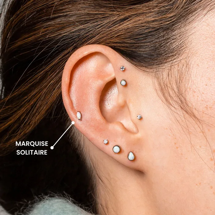 Grayling Earrings Aurora Marquise Solitaire Opal Titanium Flat Back Sleeper Earrings