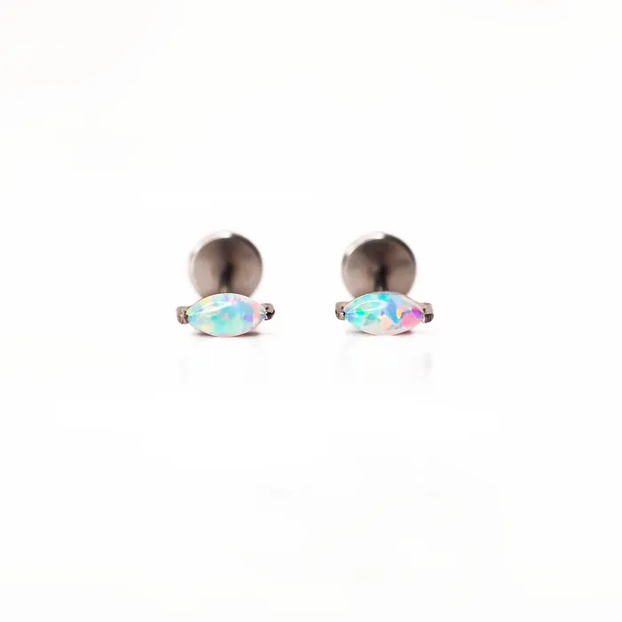 Grayling Earrings Aurora Marquise Solitaire Opal Titanium Flat Back Sleeper Earrings