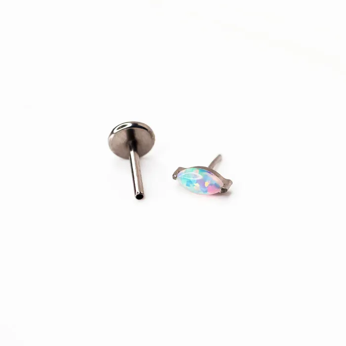 Grayling Earrings Aurora Marquise Solitaire Opal Titanium Flat Back Sleeper Earrings