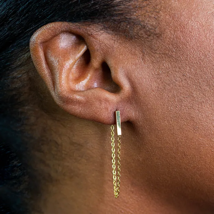 Grayling Earrings Bar Stud Chain Loop Earrings Standard Back Pair
