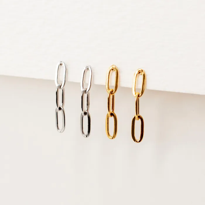 Grayling Earrings Milan Paperclip Chain Drop Stud Earrings Standard Back Pair Grayling Earrings Milan Paperclip Chain Drop Stud Earrings Standard Back Pair