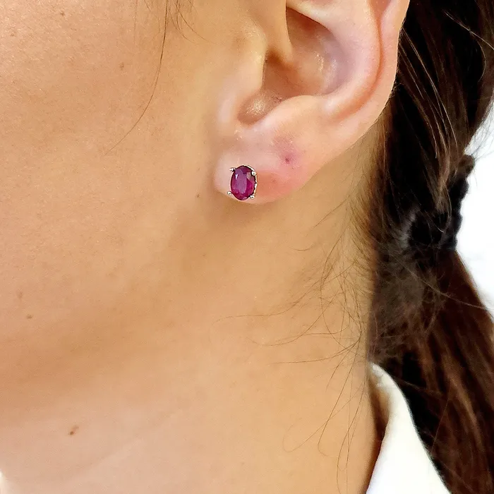 Heart Ruby Stud Earrings Uniquelan Jewelry Earrings