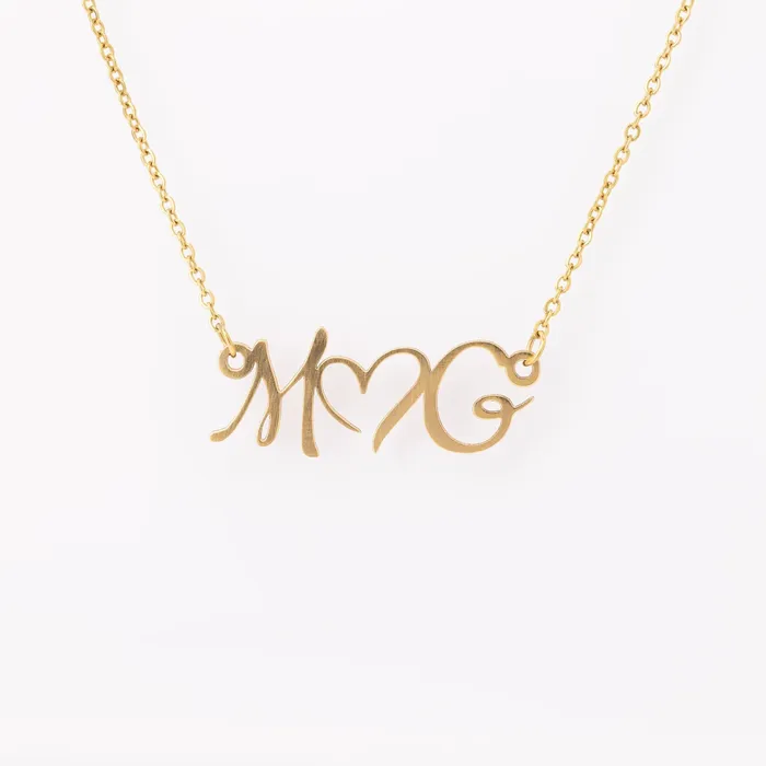 Initials Heart Custom Name Necklace teelaunch Necklaces