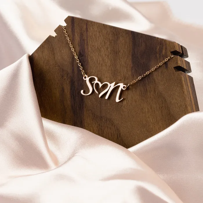 Initials Heart Custom Name Necklace teelaunch Necklaces