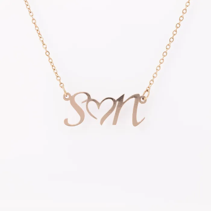 Initials Heart Custom Name Necklace teelaunch Necklaces