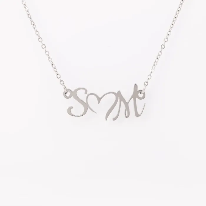 Initials Heart Custom Name Necklace teelaunch Necklaces