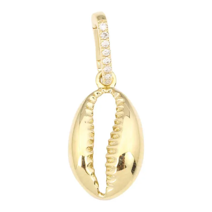 Izakov Diamonds Fine Jewelry 14K Gold Cowrie Shell Diamond Necklace Charm Necklaces Izakov Diamonds Fine Jewelry 14K Gold Cowrie Shell Diamond Necklace Charm Necklaces