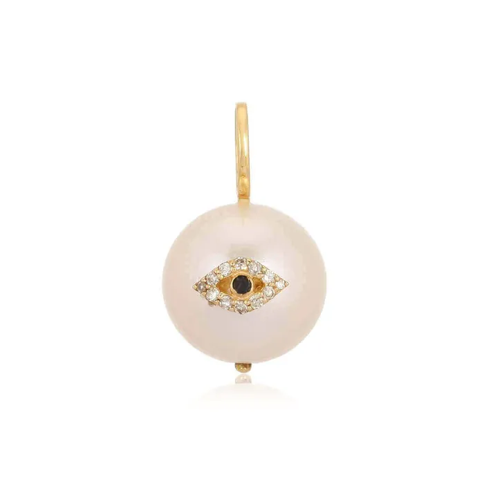Izakov Diamonds Fine Jewelry 14K Gold Diamond Accented EvilEye On Pearl Necklace Charm Necklaces Izakov Diamonds Fine Jewelry 14K Gold Diamond Accented EvilEye On Pearl Necklace Charm Necklaces