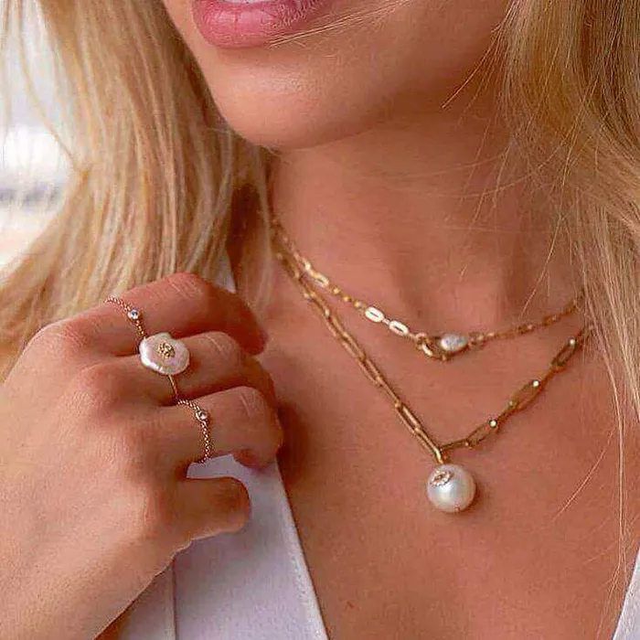 Izakov Diamonds Fine Jewelry 14K Gold Diamond Accented EvilEye On Pearl Necklace Charm Necklaces