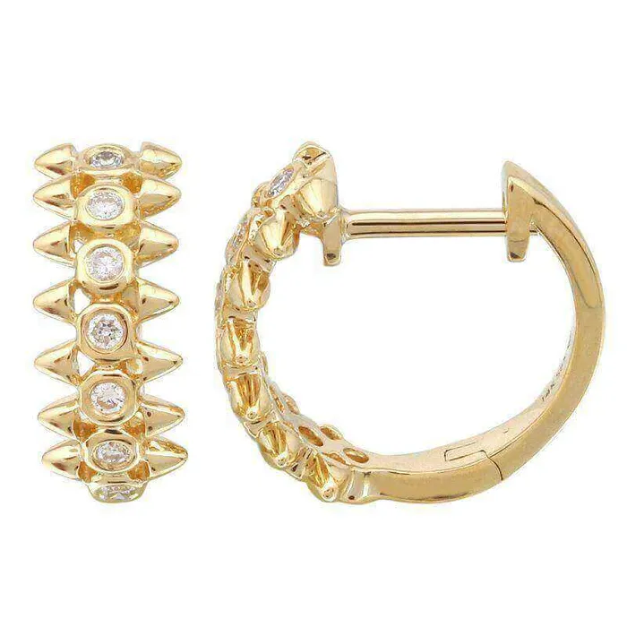Izakov Diamonds Fine Jewelry 14K Gold Diamond Bezel Spikes Huggies PreStyled Sets Izakov Diamonds Fine Jewelry 14K Gold Diamond Bezel Spikes Huggies PreStyled Sets