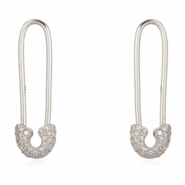 Izakov Diamonds Fine Jewelry 14K Gold Diamond Small Safety Pin Earrings Earrings