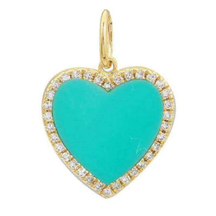 Izakov Diamonds Fine Jewelry 14K Gold Gemstone Heart Diamond Necklace Charm Necklaces Izakov Diamonds Fine Jewelry 14K Gold Gemstone Heart Diamond Necklace Charm Necklaces