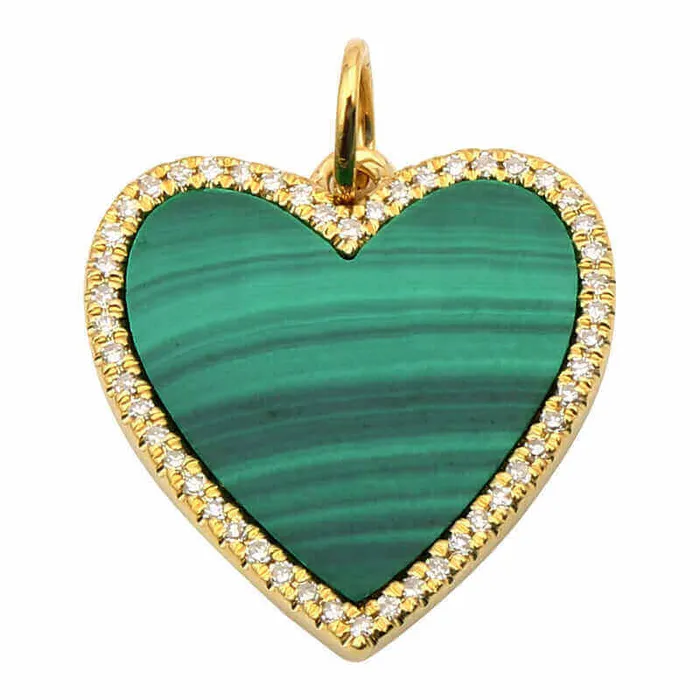 Izakov Diamonds Fine Jewelry 14K Gold Gemstone Heart Diamond Necklace Charm Necklaces