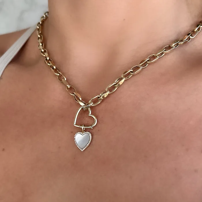 Izakov Diamonds Fine Jewelry 14K Gold Gemstone Heart Diamond Necklace Charm Necklaces