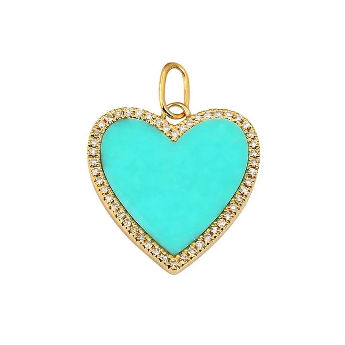Izakov Diamonds Fine Jewelry 14K Gold Gemstone Heart Diamond Necklace Charm Necklaces