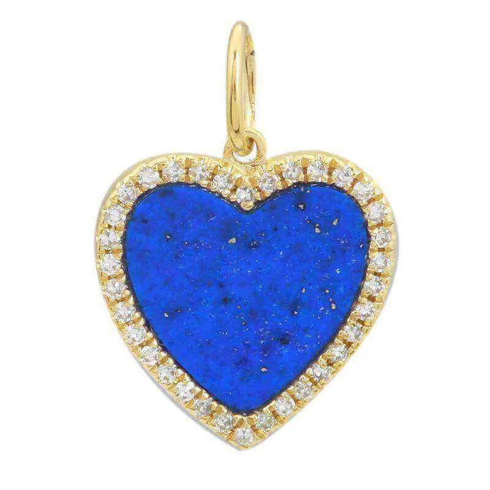 Izakov Diamonds Fine Jewelry 14K Gold Gemstone Heart Diamond Necklace Charm Necklaces