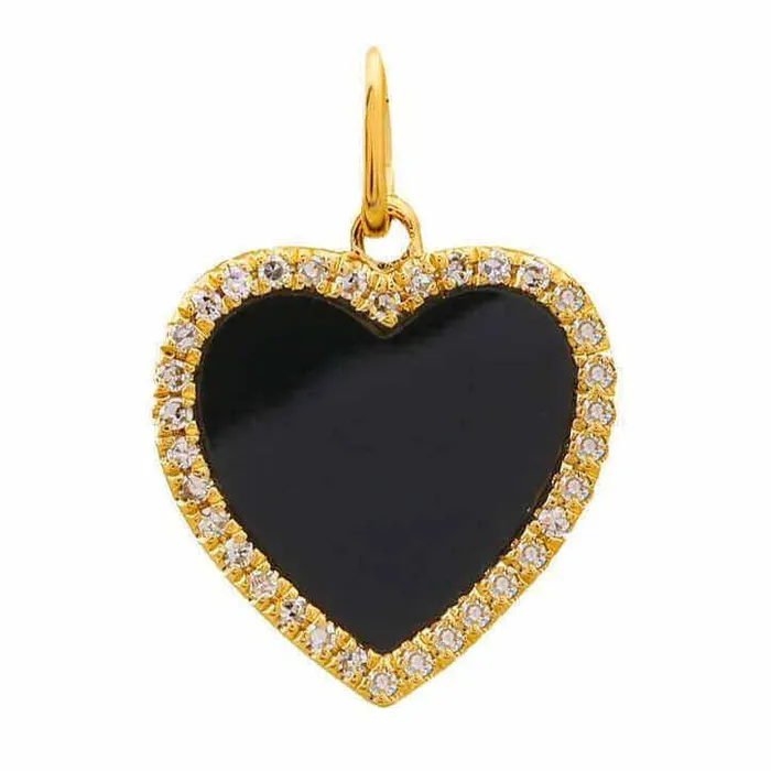 Izakov Diamonds Fine Jewelry 14K Gold Gemstone Heart Diamond Necklace Charm Necklaces