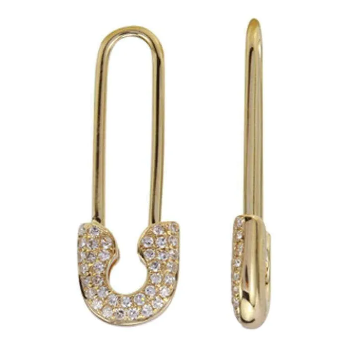 Izakov Diamonds Fine Jewelry Earrings 14K Gold Diamond Micro Pave Medium Safety Pin Earrings Izakov Diamonds Fine Jewelry Earrings 14K Gold Diamond Micro Pave Medium Safety Pin Earrings