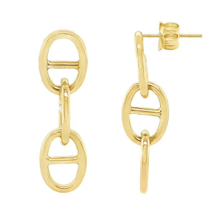 Izakov Diamonds Fine Jewelry Earrings 14K Gold Mariner Link Drop Earrings