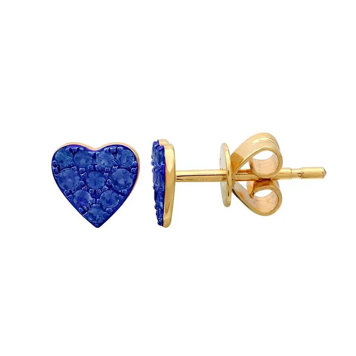Izakov Diamonds Fine Jewelry Earrings 14K Gold Micro Pave Gemstone Heart Button Earrings