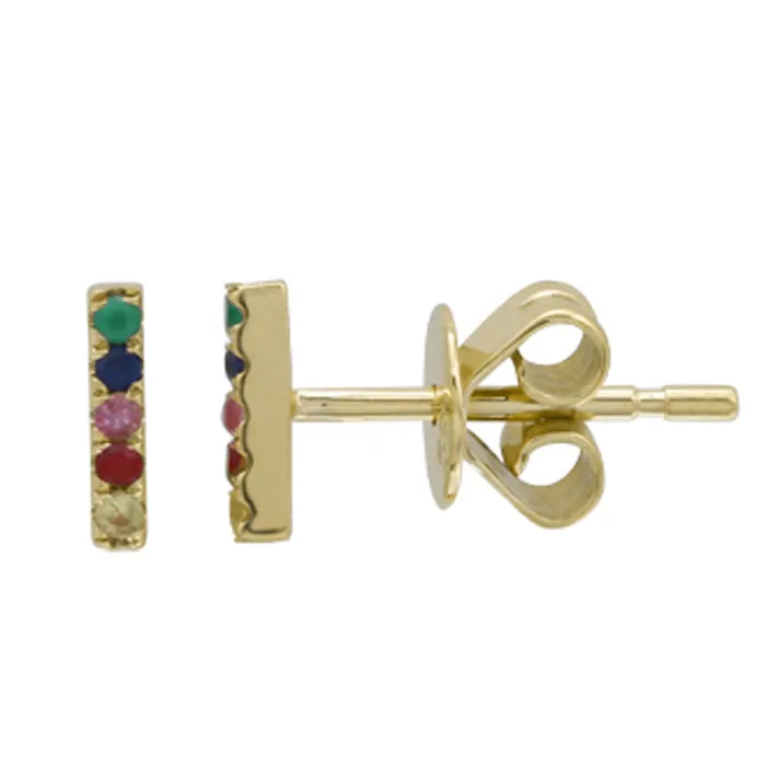 Izakov Diamonds Fine Jewelry Earrings 14K Gold Rainbow Sapphire Bar Earrings Izakov Diamonds Fine Jewelry Earrings 14K Gold Rainbow Sapphire Bar Earrings