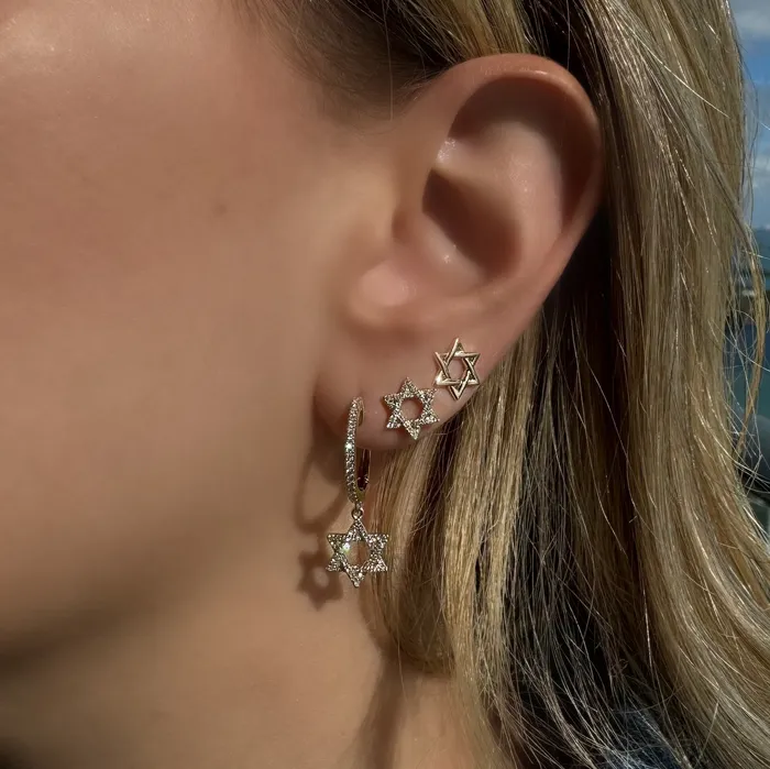 Izakov Diamonds Fine Jewelry Earrings 14K Gold Small Star Of David Earrings