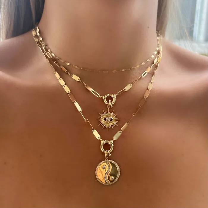 Izakov Diamonds Fine Jewelry Necklaces 14K Gold Diamond Yin Yang Necklace Charm