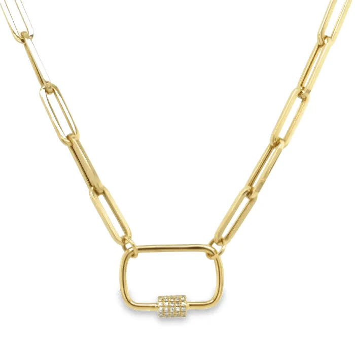 Izakov Diamonds Fine Jewelry Necklaces 14K Gold Open End Paper Clip Link Chain Necklace