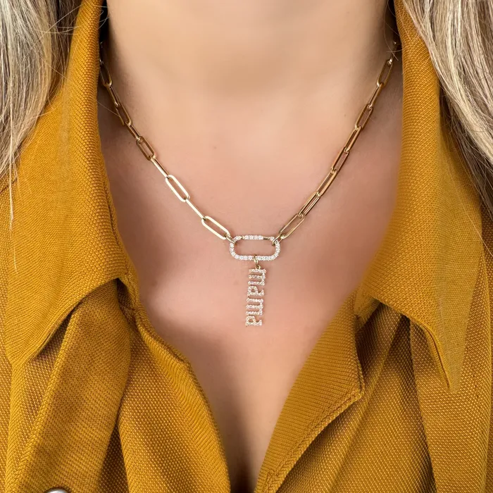 Izakov Diamonds Fine Jewelry Necklaces 14K Gold Open End Paper Clip Link Chain Necklace