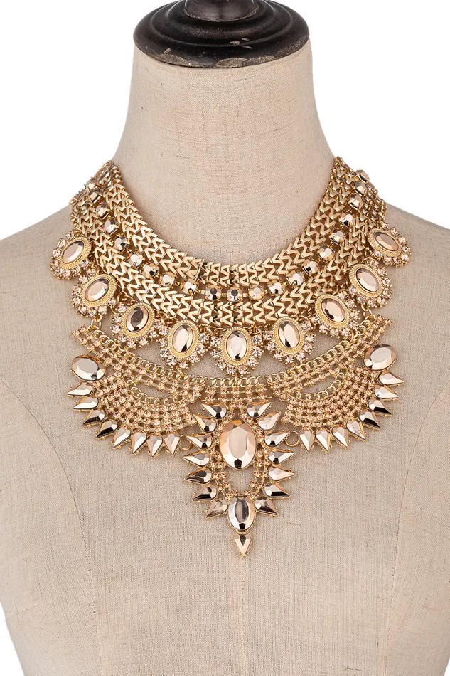 Jania Metallic Gold Necklace Eye Candy LA Necklaces