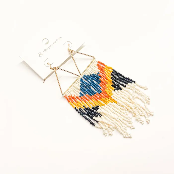 Jewelry Earrings Fringe And Stripes Beaded Boho Earrings Wholesale