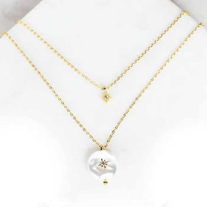 Jewelry Necklaces Twinkler 2Layer Gold Pearl Necklace Wholesale