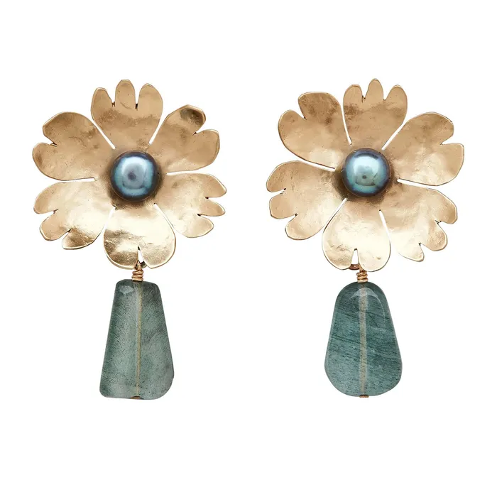 Julie Cohn Design CARNATION BRONZE AQUAMARINE EARRING Earrings