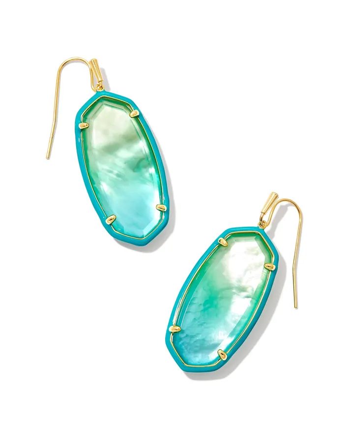 KENDRA SCOTT Earrings Gold Tone Earrings Featuring Sea Green Chrysocolla by Kendra Scott KENDRA SCOTT Earrings Gold Tone Earrings Featuring Sea Green Chrysocolla by Kendra Scott