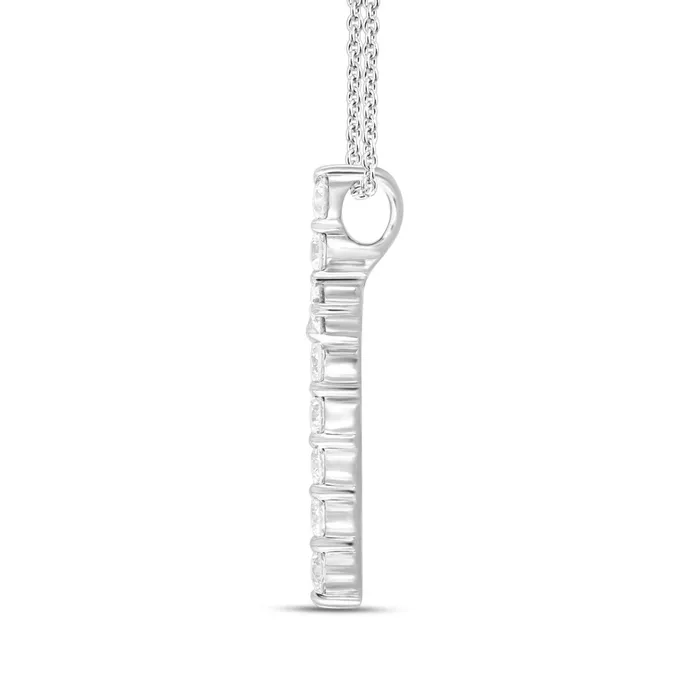 LADIES CROSS PENDANT WITH CHAIN 1CT ROUND DIAMOND 14K WHITE GOLD Ethos Necklaces LADIES CROSS PENDANT WITH CHAIN 1CT ROUND DIAMOND 14K WHITE GOLD Ethos Necklaces