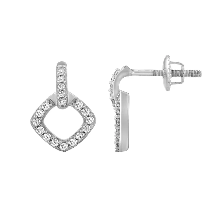 LADIES EARRINGS 020CT ROUND DIAMOND 10K WHITE GOLD AV Earrings
