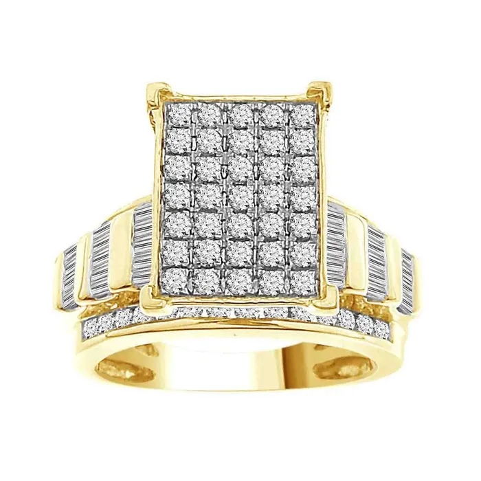 LADIES RING 150CT ROUNDBAGUETTE DIAMOND 10K YELLOW GOLD AV Rings