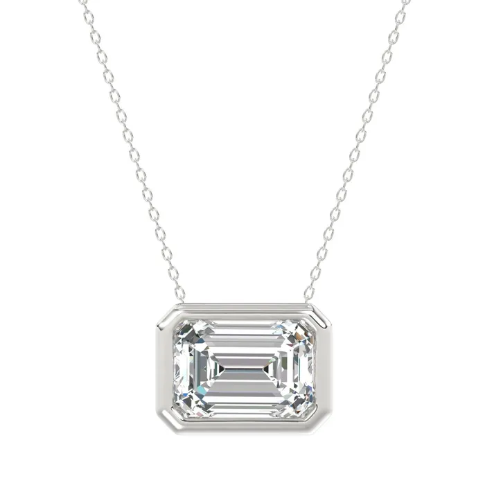 LADIES SOLITAIRE PENDANT 3CT EMERALD DIAMOND 14K WHITE GOLD Ethos Necklaces LADIES SOLITAIRE PENDANT 3CT EMERALD DIAMOND 14K WHITE GOLD Ethos Necklaces