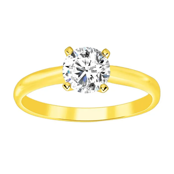LADIES SOLITAIRE RING 025CT ROUND DIAMOND 14K YELLOW GOLD AV Rings