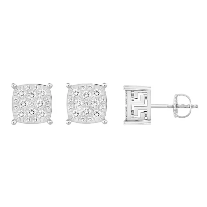 LADIES STUD EARRINGS 025CT ROUND DIAMOND 10K WHITE GOLD AV Earrings