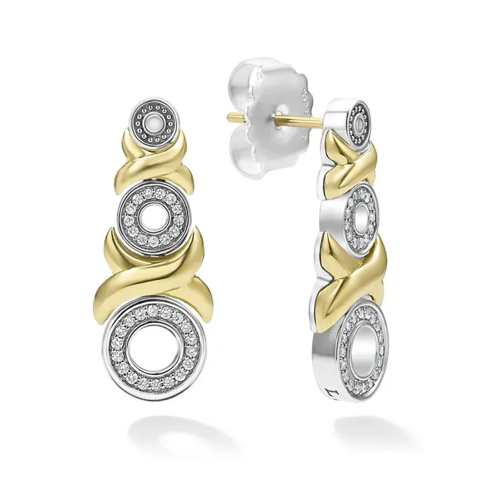LAGOS Earrings Embrace 18K Gold XO Diamond Drop Earrings