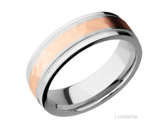 LASHBROOK Rings 75mm Cobalt Chrome and 14K Rose Gold Wedding Band