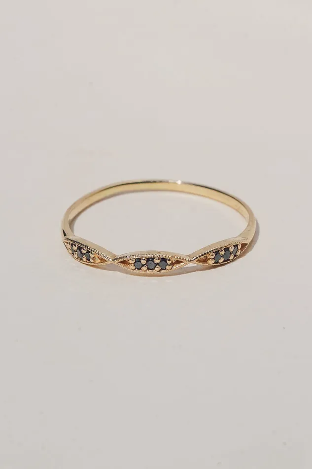 Lorna Ring Black Diamond 14K Gold Miarante Rings