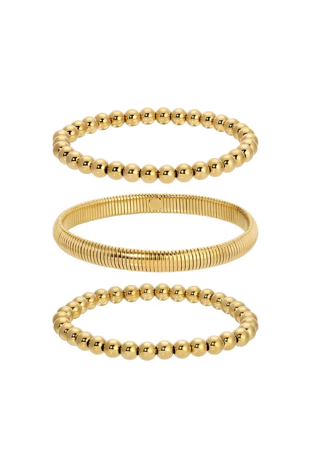 Luxe 3 Piece 18K Gold Plated Bracelet Set Eye Candy LA Bracelets