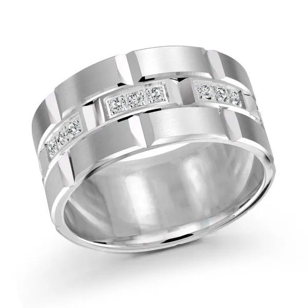 Malo 14K White Gold 11mm Flat Wedding Band MALO BANDS Rings