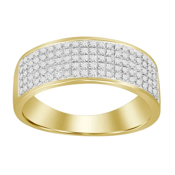 MENS BAND 035CT ROUND DIAMOND 10K YELLOW GOLD AV Rings