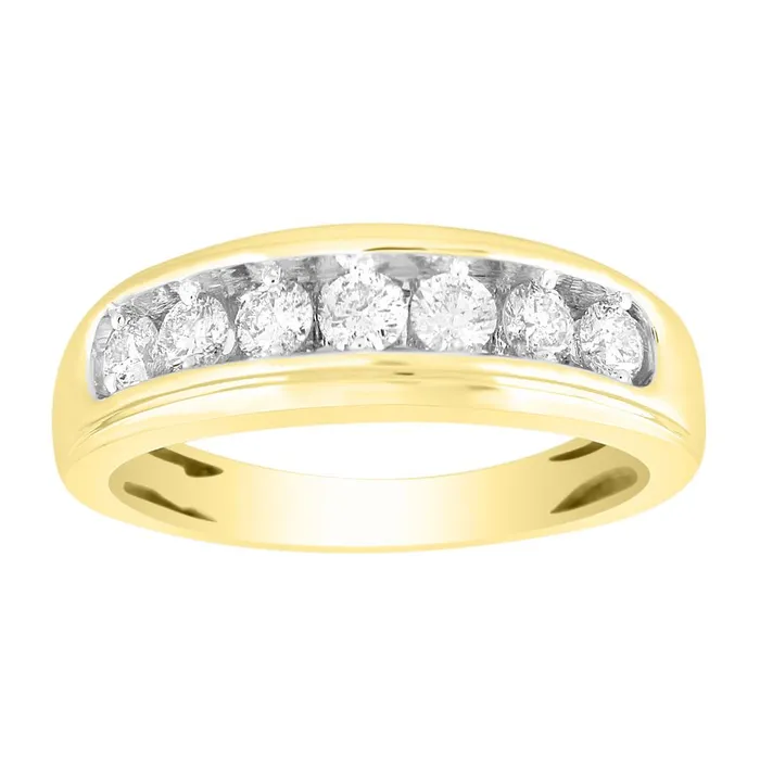 MENS BAND 075CT ROUND DIAMOND 14K WHITE GOLD SI QUALITY AV Rings
